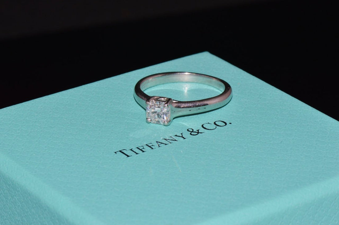 Genuine Tiffany & Co. Lucida Natural .51Cts VVS2 F Diamond  950 Platinum Engagement Ring