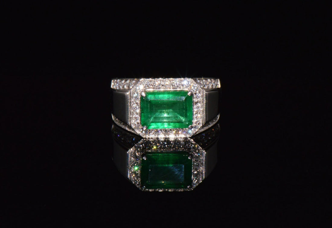 Certified Natural 2.91CTS VS F Diamond Emerald 18K Solid Gold Mens Womens Band Ring