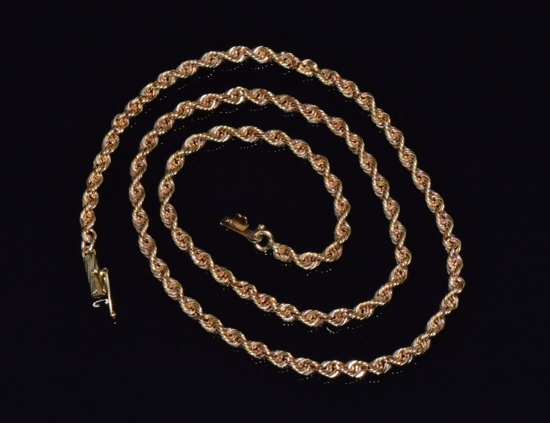 Italian Michael Anthony 14K Solid Yellow Gold Faceted Rope Chain Necklace