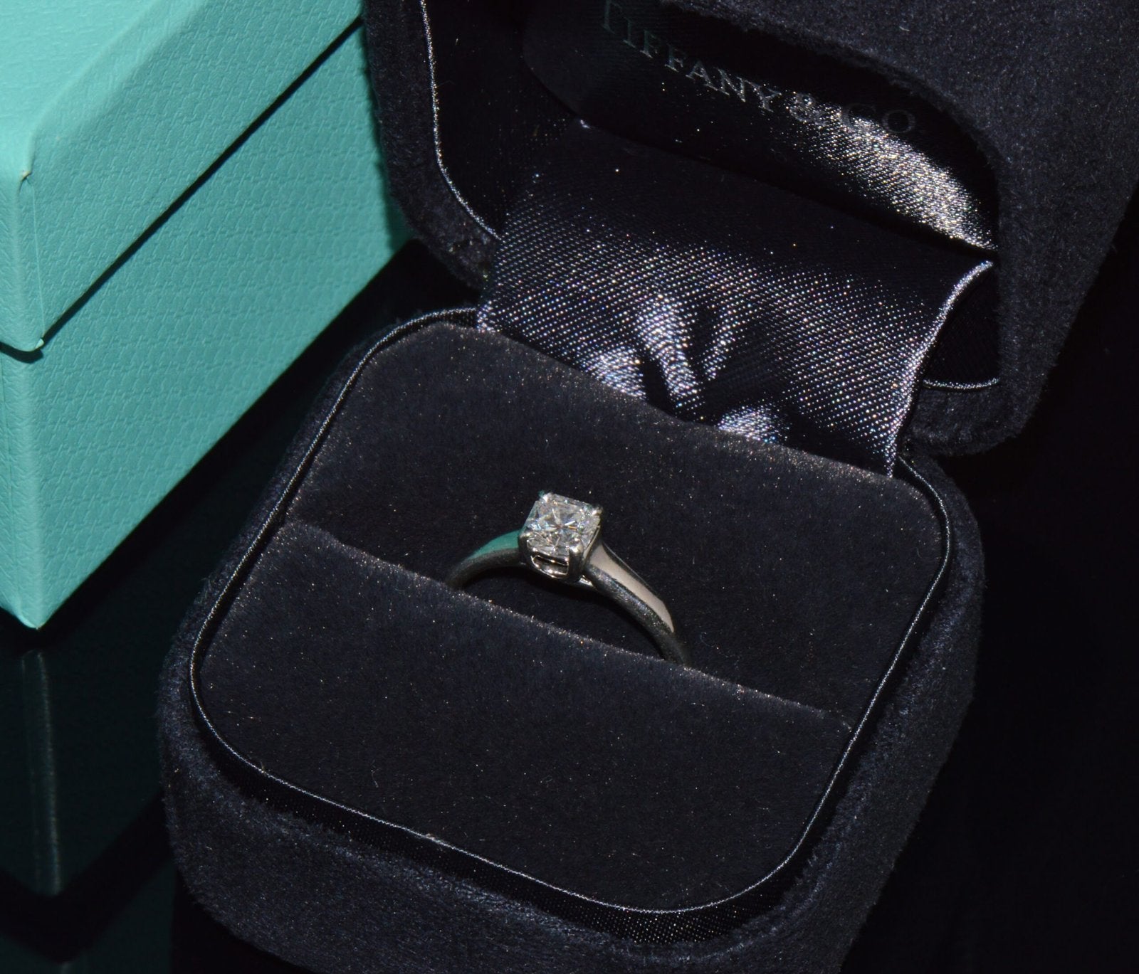 Genuine Tiffany & Co. Lucida Natural .51Cts VVS2 F Diamond  950 Platinum Engagement Ring