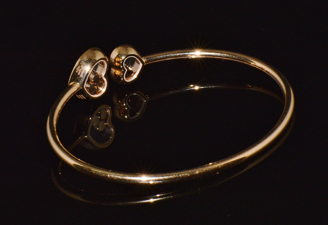 Authentic Chopard Happy Diamonds Icons 0.54CT Diamond Heart Open Bangle Bracelet 18K Rose Gold