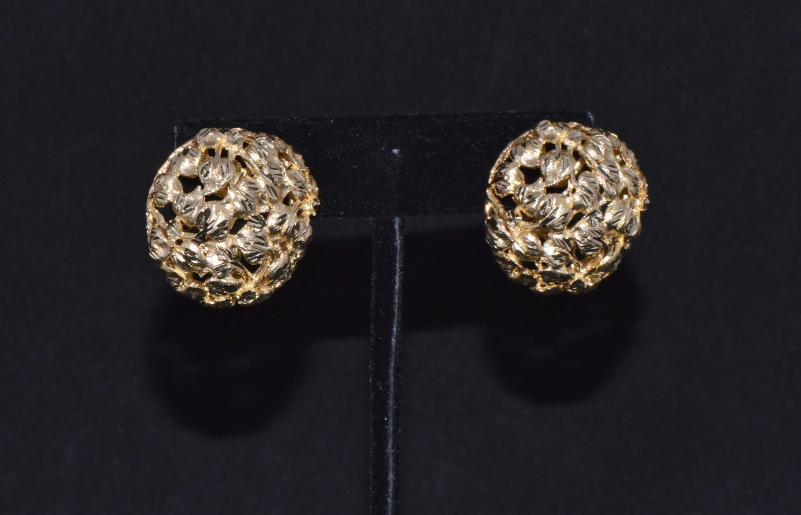Stunning SAK Italy 14K Solid Gold Faceted Cluster Earrings