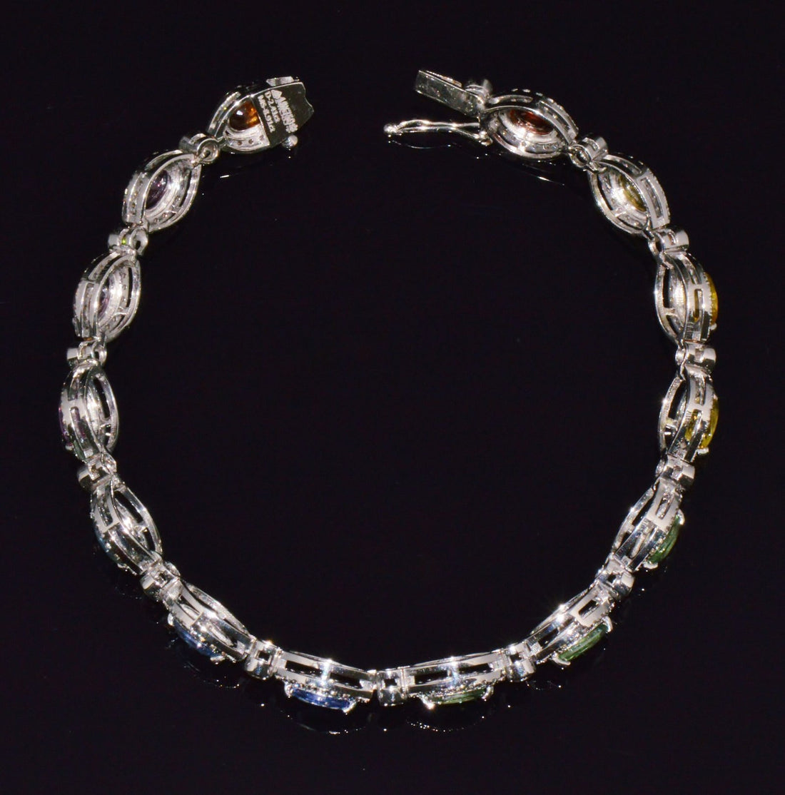 Certified Natural 11.32CTS VS F Diamond Multi-Color Sapphire 18K Solid Gold Tennis Stacking Bracelet
