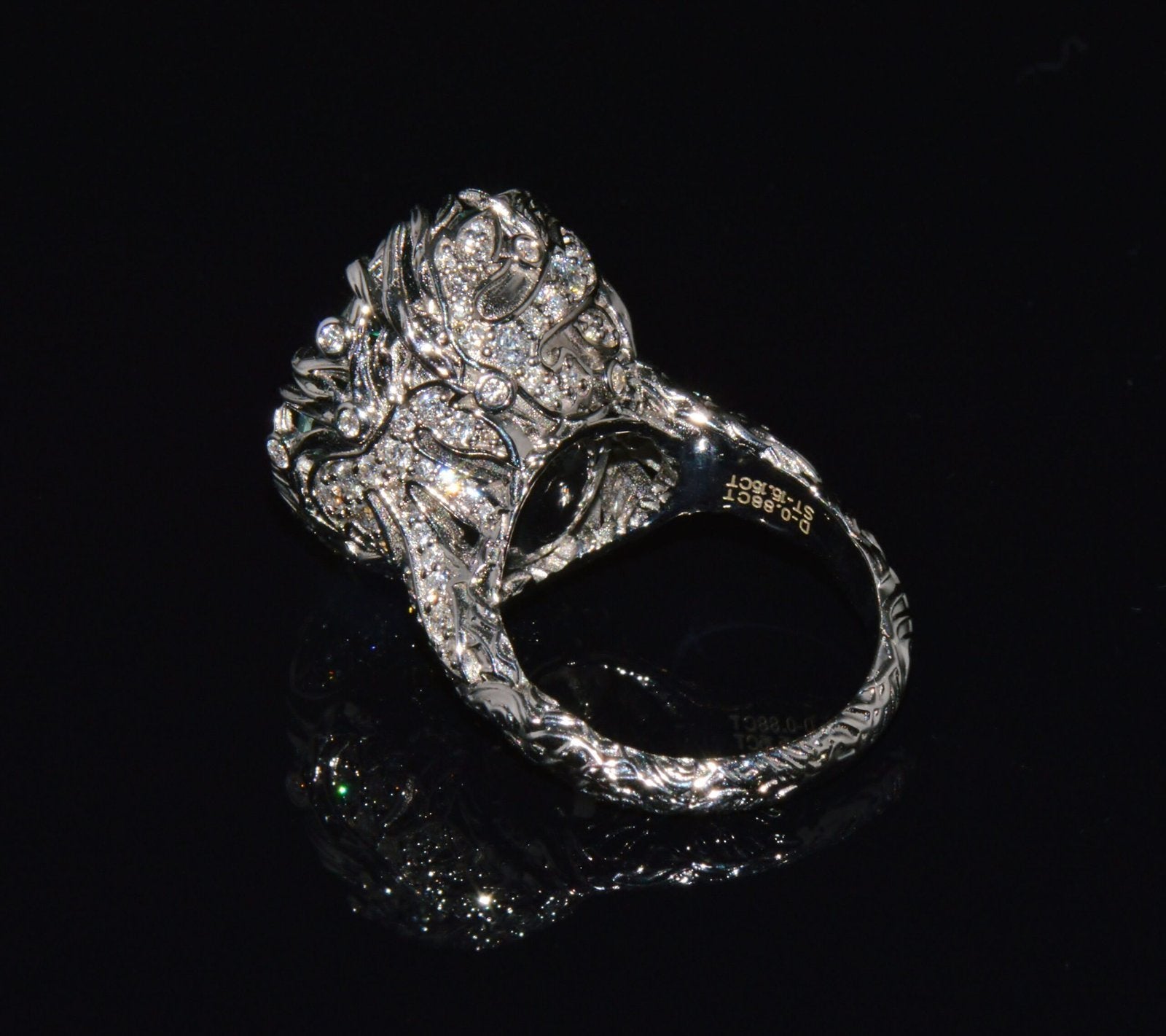 GIA Certified 16.03CT Aquamarine & Diamond 18K Gold Maple Leaf Sculptural Ring