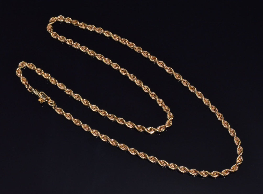 Italian Michael Anthony 14K Solid Yellow Gold Faceted Rope Chain Necklace