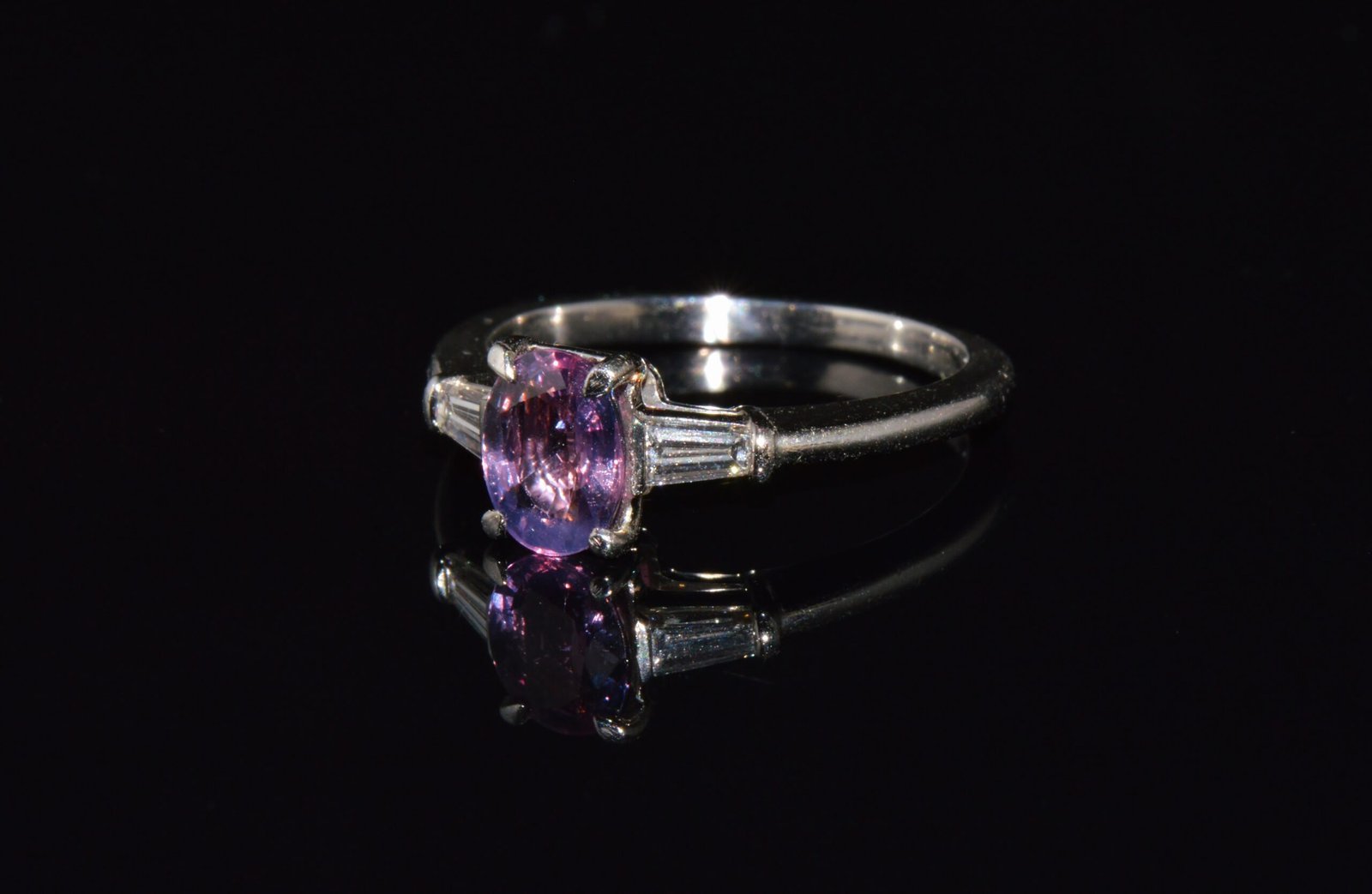 Genuine Tiffany & Co. GIA Certified Natural 1.36Cts VS G Diamond Pink Sapphire Platinum Engagement Ring
