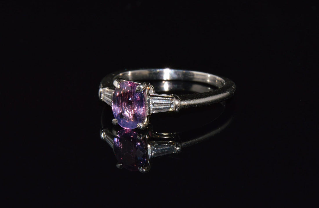 Genuine Tiffany & Co. GIA Certified Natural 1.36Cts VS G Diamond Pink Sapphire Platinum Engagement Ring