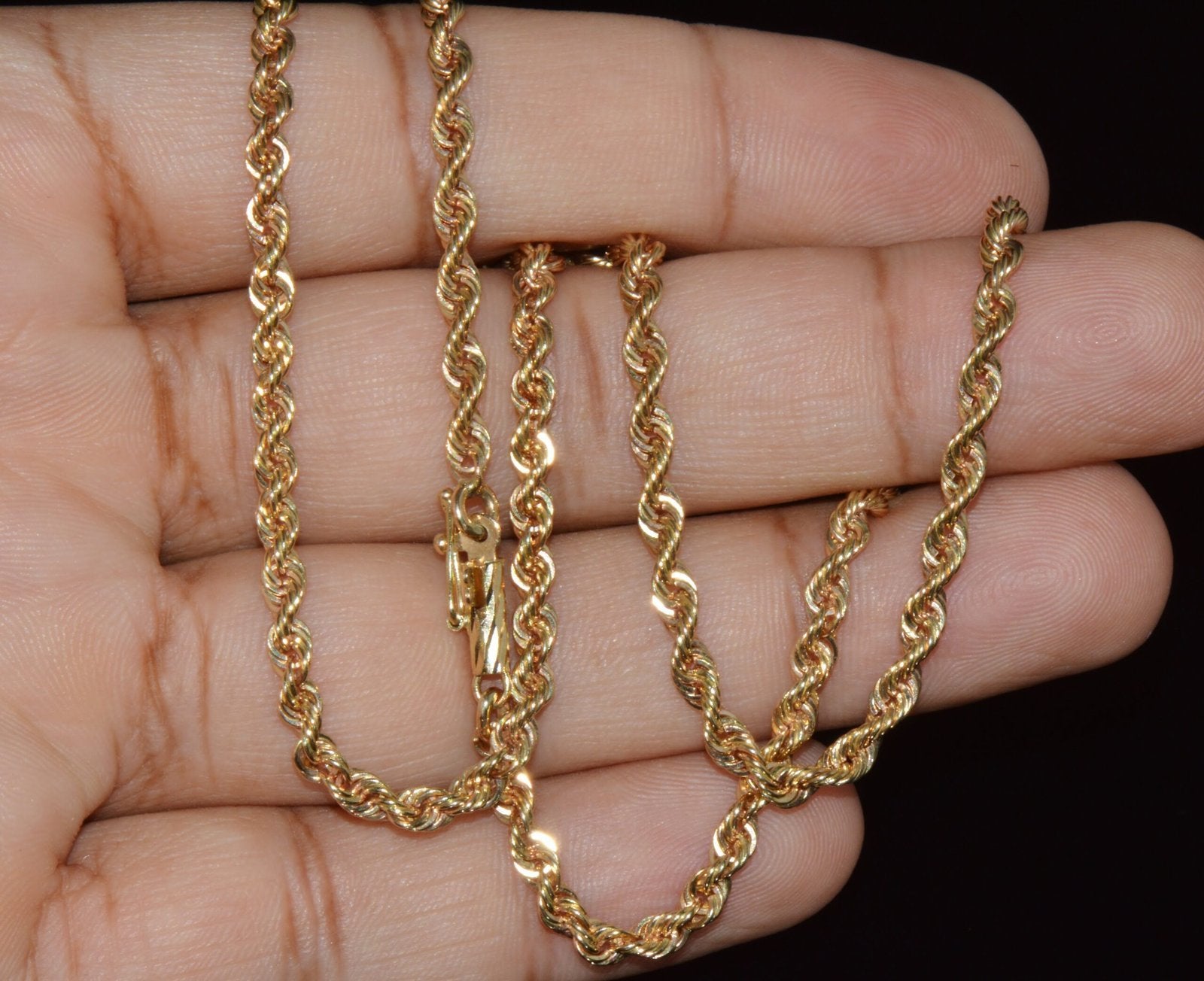 Italian Michael Anthony 14K Solid Yellow Gold Faceted Rope Chain Necklace