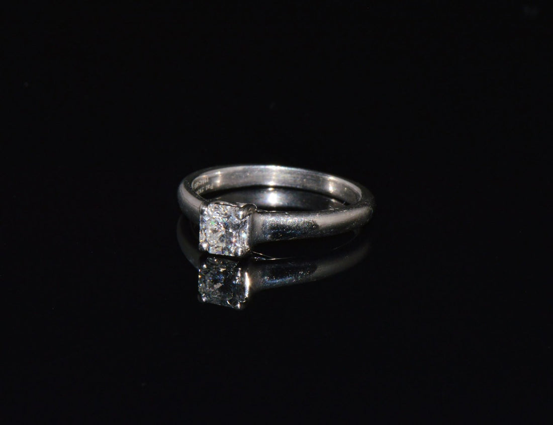 Genuine Tiffany & Co. Lucida Natural .51Cts VVS2 F Diamond  950 Platinum Engagement Ring