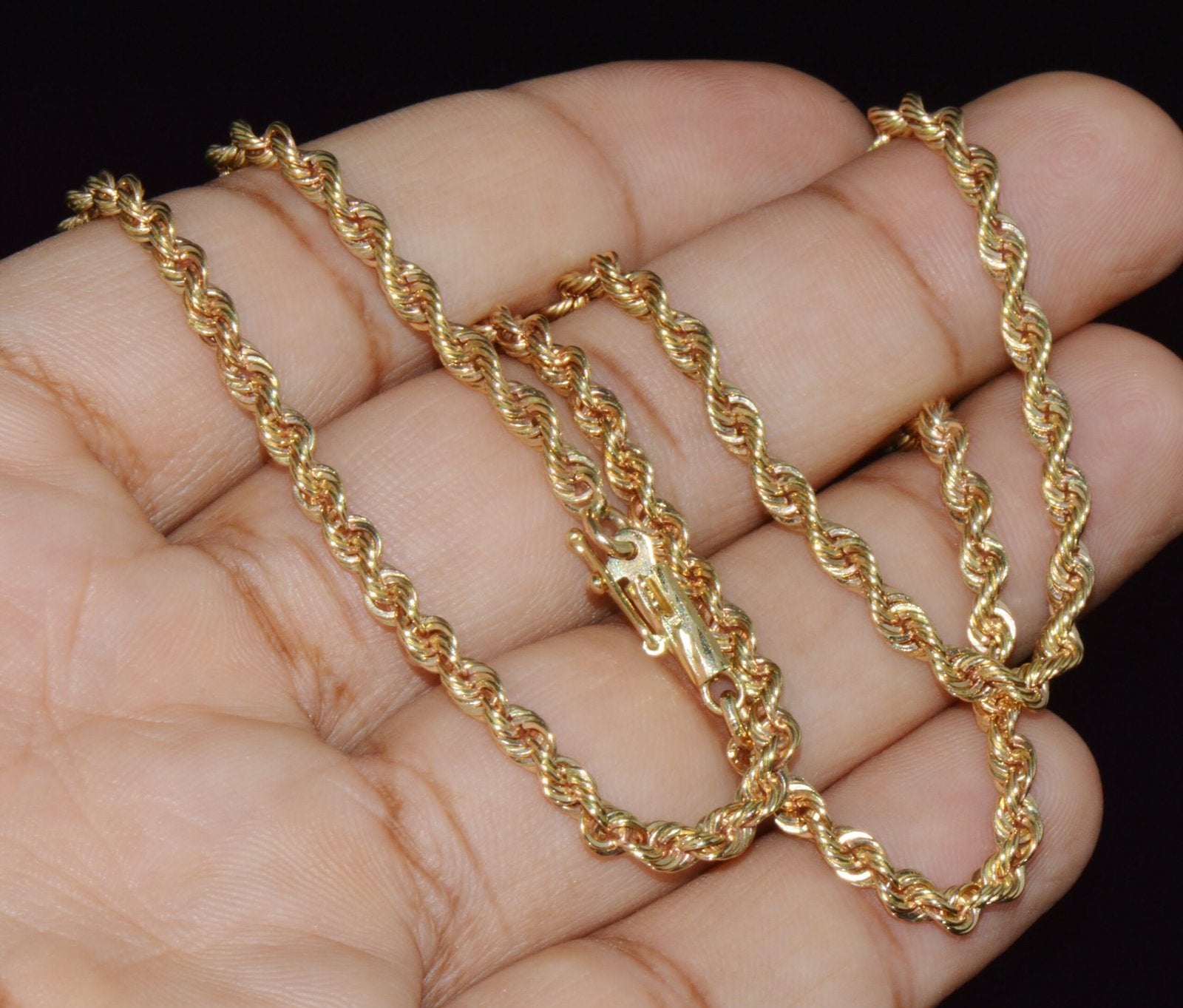 Italian Michael Anthony 14K Solid Yellow Gold Faceted Rope Chain Necklace