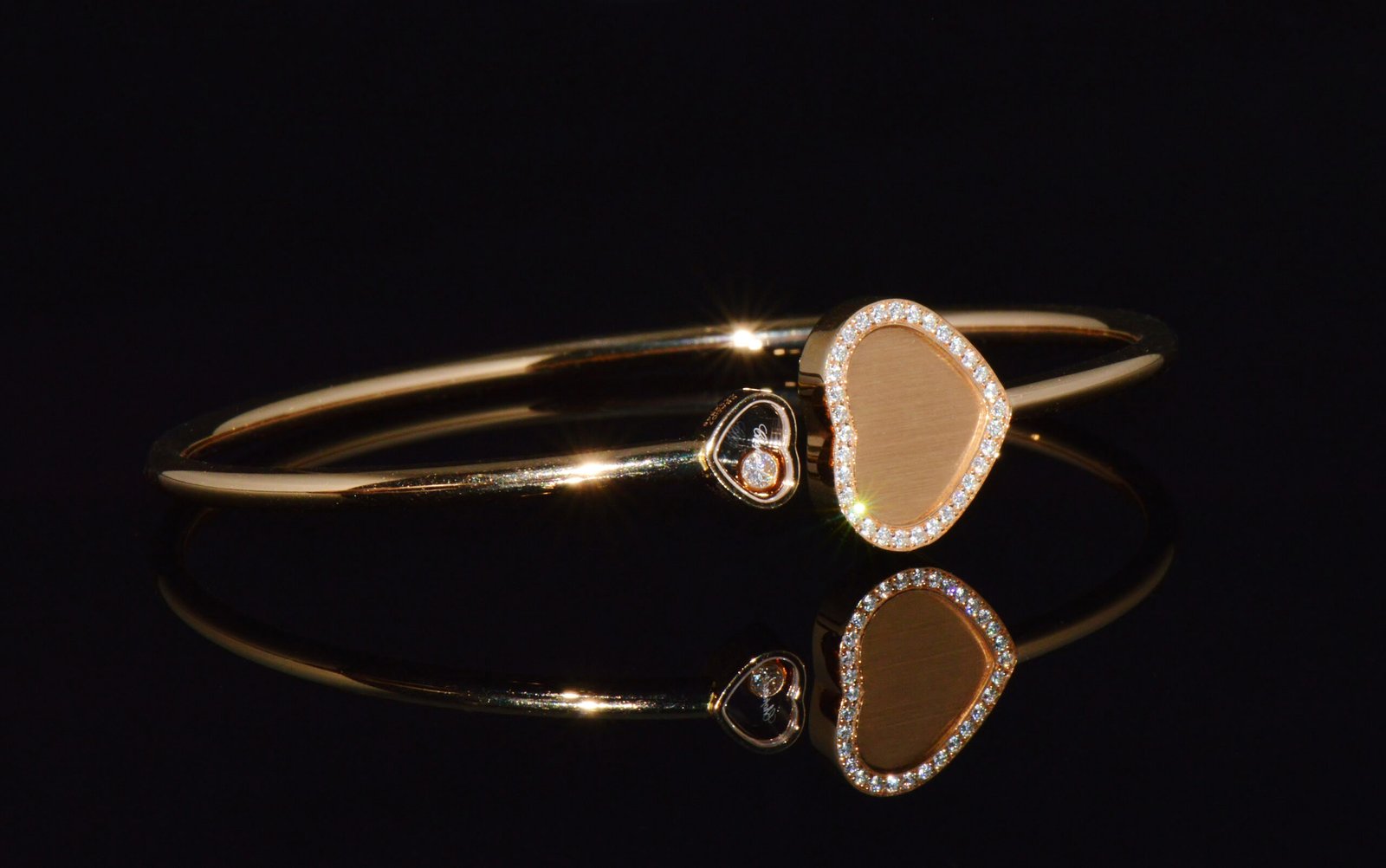 Authentic Chopard Happy Hearts James Bond 007 Limited Edition 18k Rose Gold Diamond Bangle Bracelet