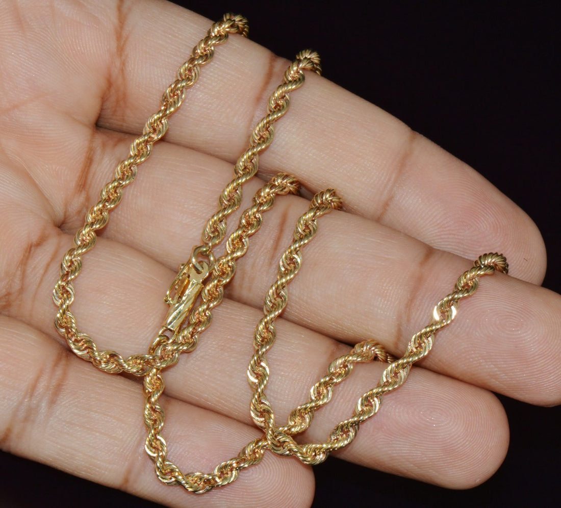 Italian Michael Anthony 14K Solid Yellow Gold Faceted Rope Chain Necklace