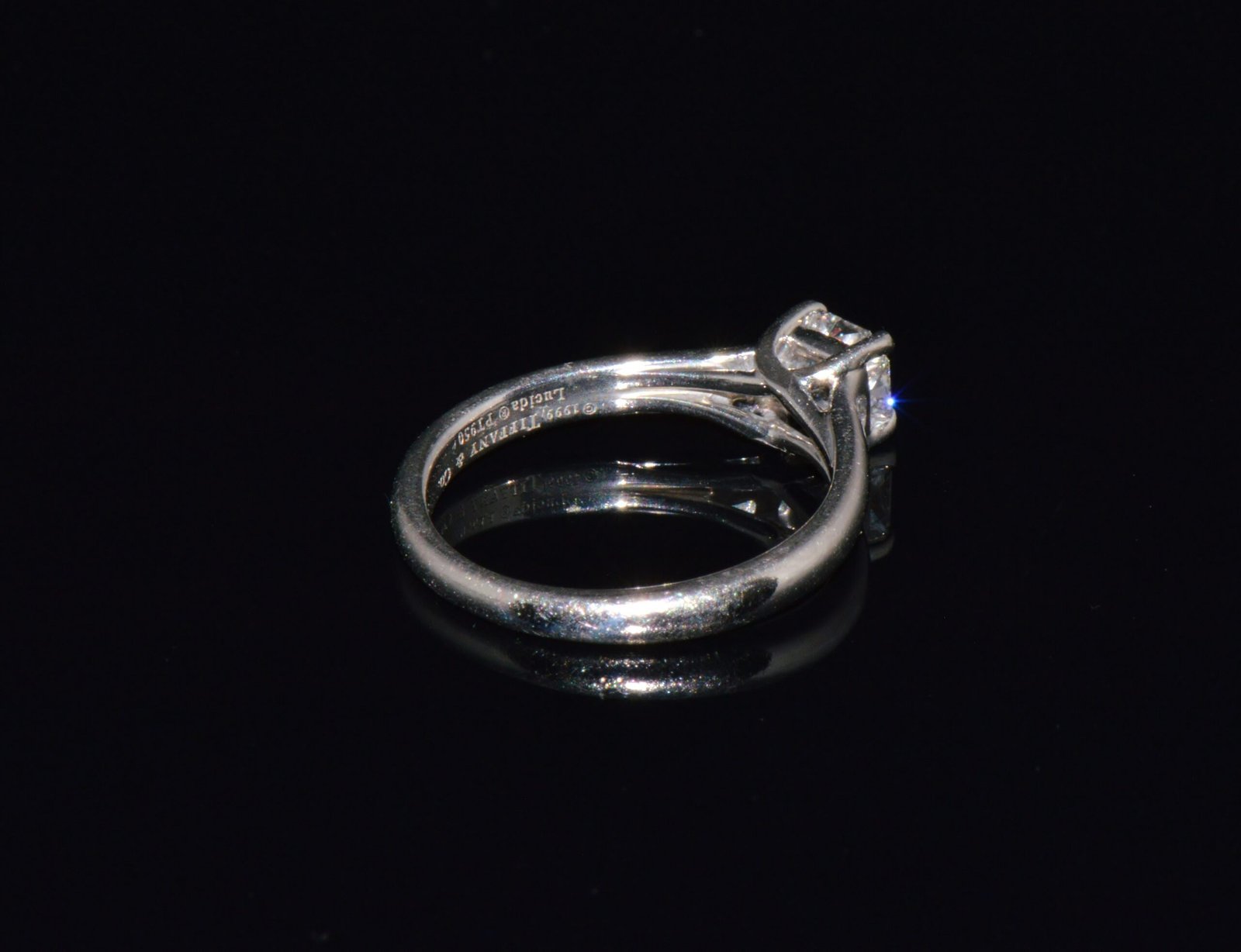 Genuine Tiffany & Co. Lucida Natural .51Cts VVS2 F Diamond  950 Platinum Engagement Ring