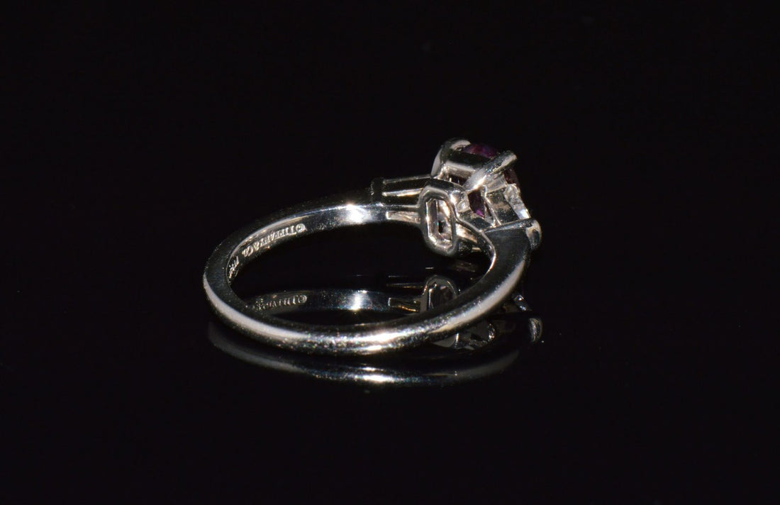 Genuine Tiffany & Co. GIA Certified Natural 1.36Cts VS G Diamond Pink Sapphire Platinum Engagement Ring
