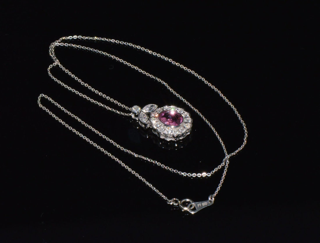 GIA Certified Natural 2.35CTS VS F Diamond Pink Sapphire 18K Solid Gold Platinum Chain Necklace