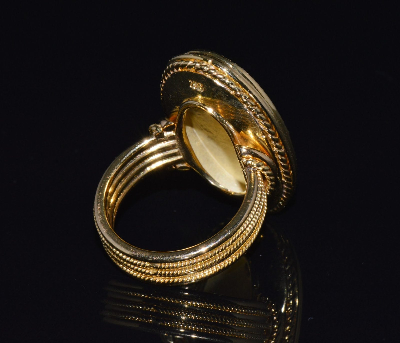 Gorgeous Natural Ruby Sapphire 18K 750 Solid Gold Etruscan Cannetille Greek Ring
