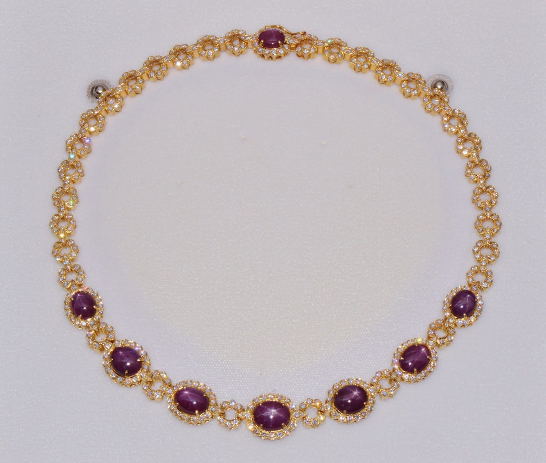 GIA Certified Natural 57.52CTS VS F Diamond Star Ruby 18K Solid Gold Necklace
