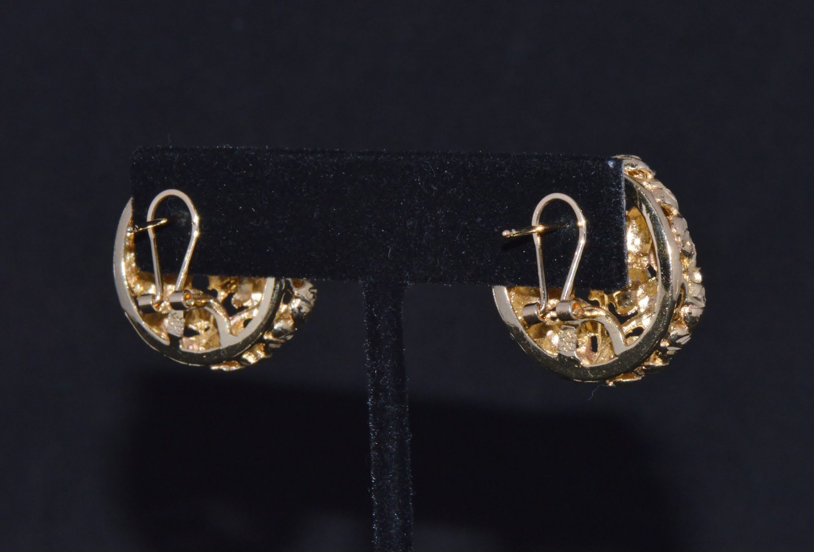 Stunning SAK Italy 14K Solid Gold Faceted Cluster Earrings