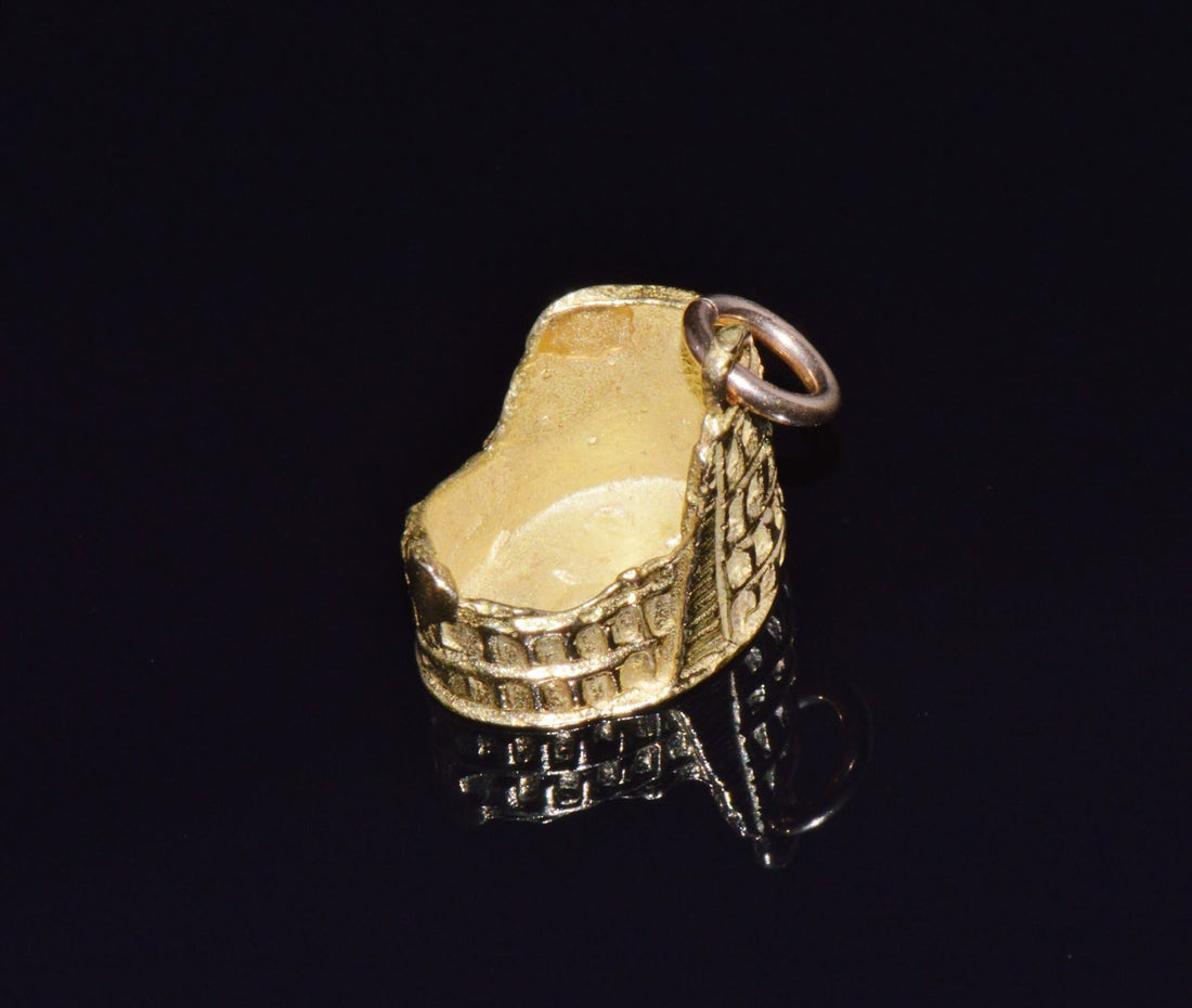 Italian 18K Solid Gold Roman Colosseum Charm Pendant