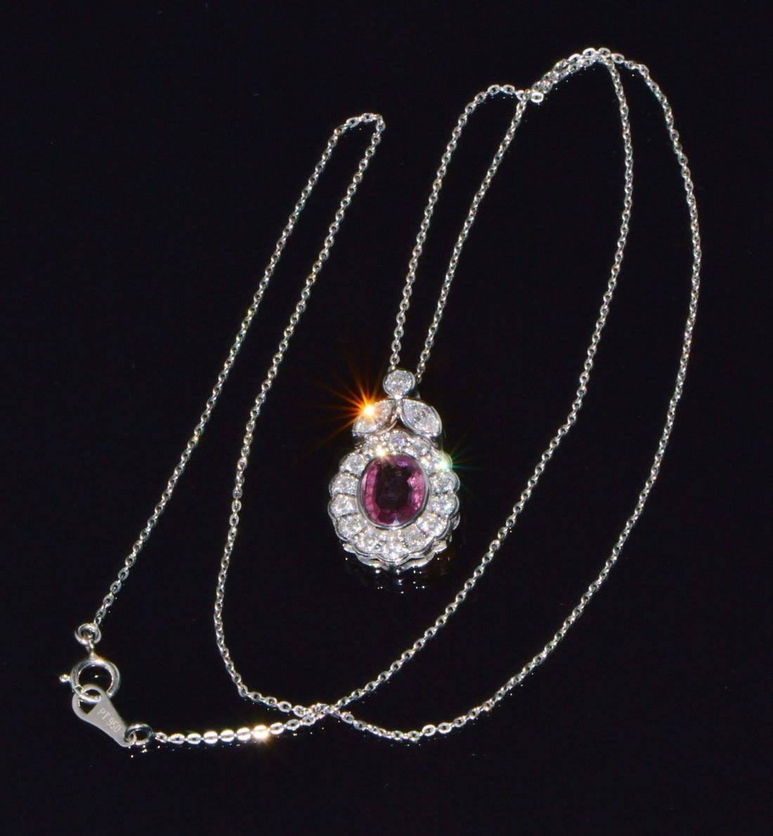 GIA Certified Natural 2.35CTS VS F Diamond Pink Sapphire 18K Solid Gold Platinum Chain Necklace