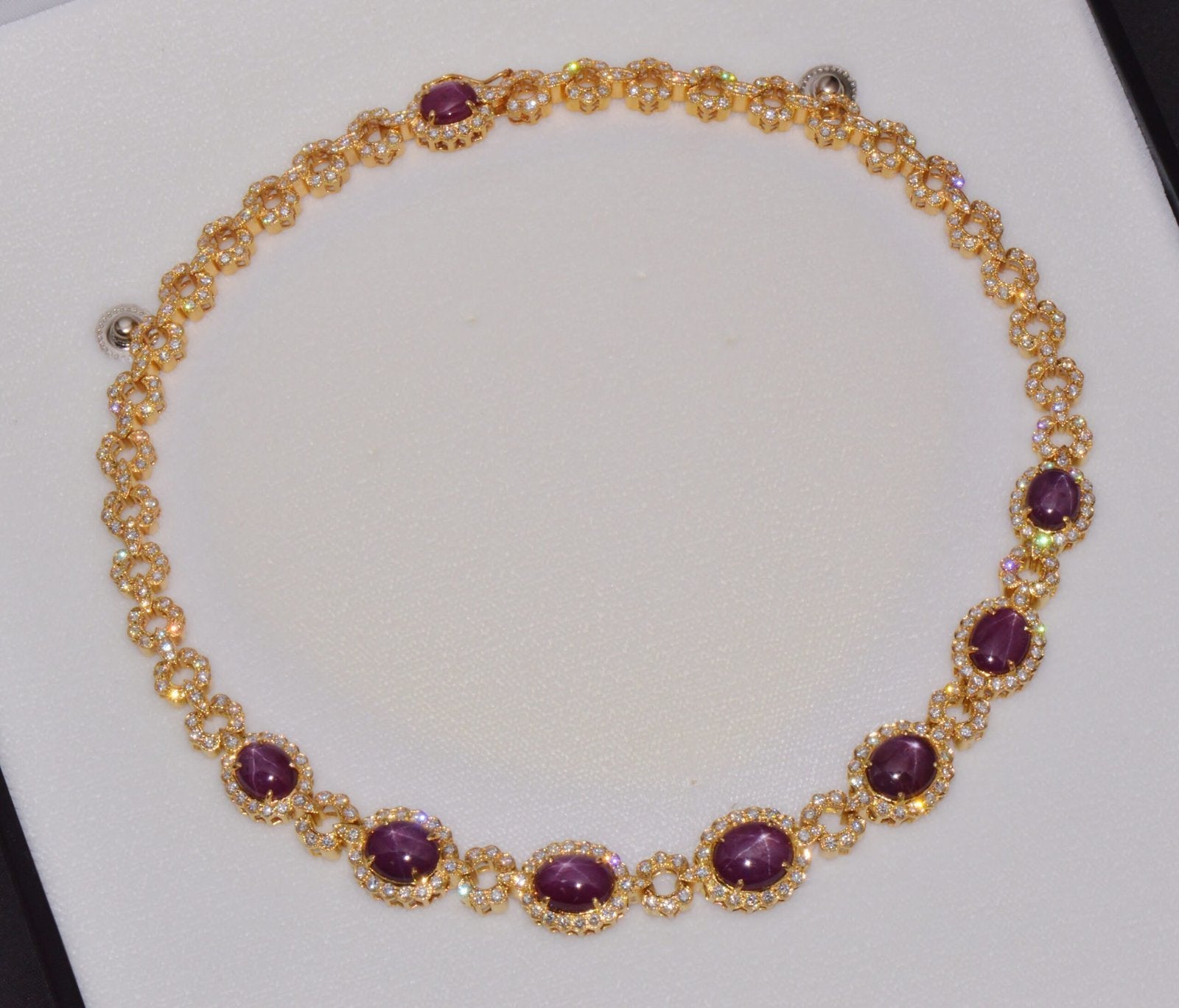 GIA Certified Natural 57.52CTS VS F Diamond Star Ruby 18K Solid Gold Necklace