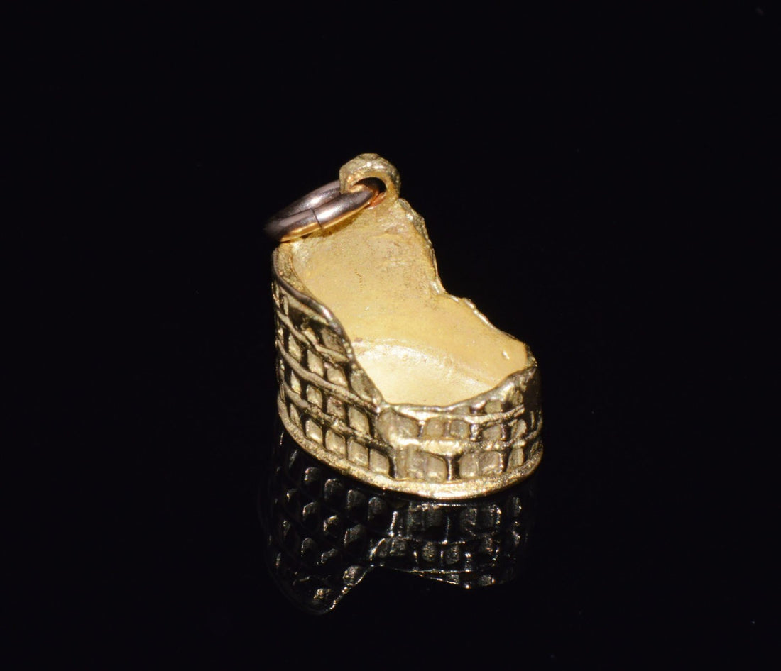 Italian 18K Solid Gold Roman Colosseum Charm Pendant