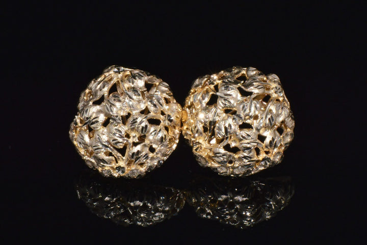 Stunning SAK Italy 14K Solid Gold Faceted Cluster Earrings