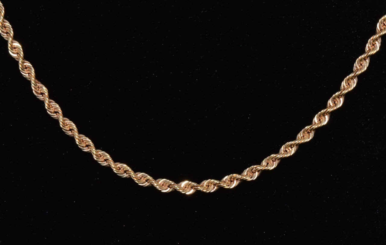 Italian Michael Anthony 14K Solid Yellow Gold Faceted Rope Chain Necklace