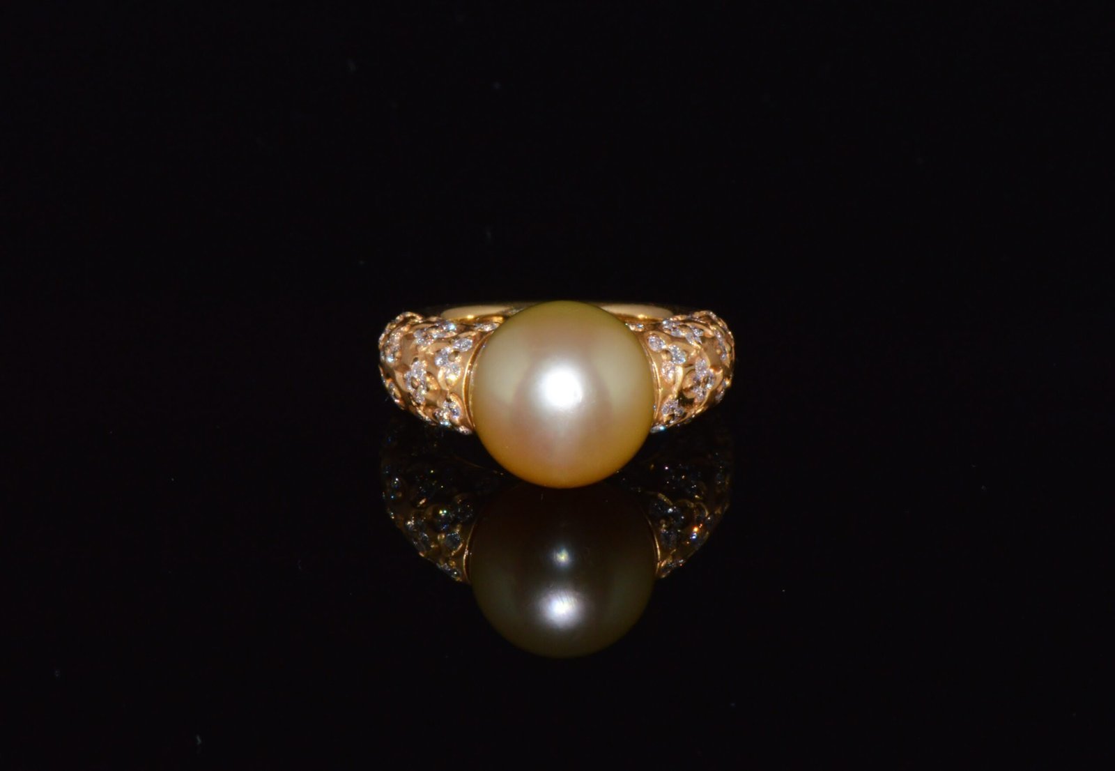 Certified Natural 1.31Cts VS F Diamond 13MM South Sea Pearl 18K Solid Gold Ring