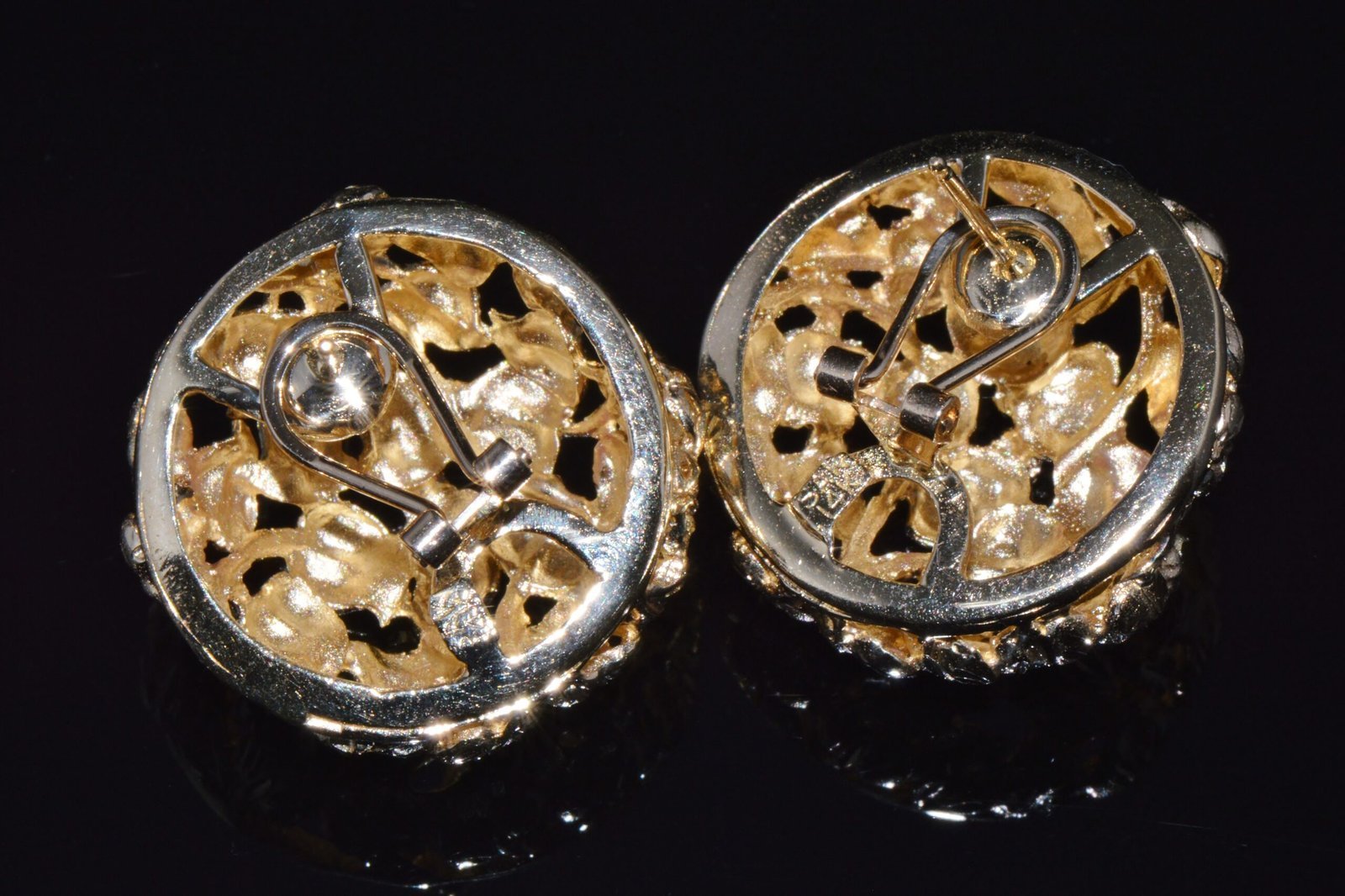 Stunning SAK Italy 14K Solid Gold Faceted Cluster Earrings
