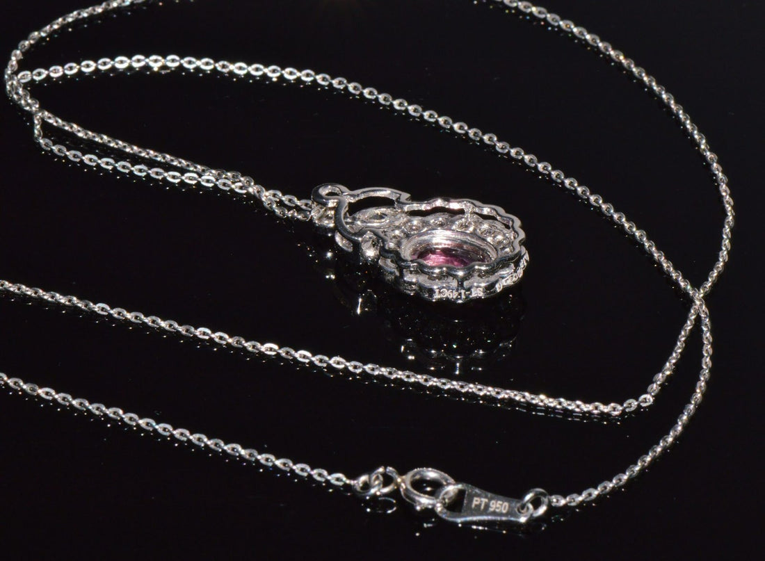 GIA Certified Natural 2.35CTS VS F Diamond Pink Sapphire 18K Solid Gold Platinum Chain Necklace