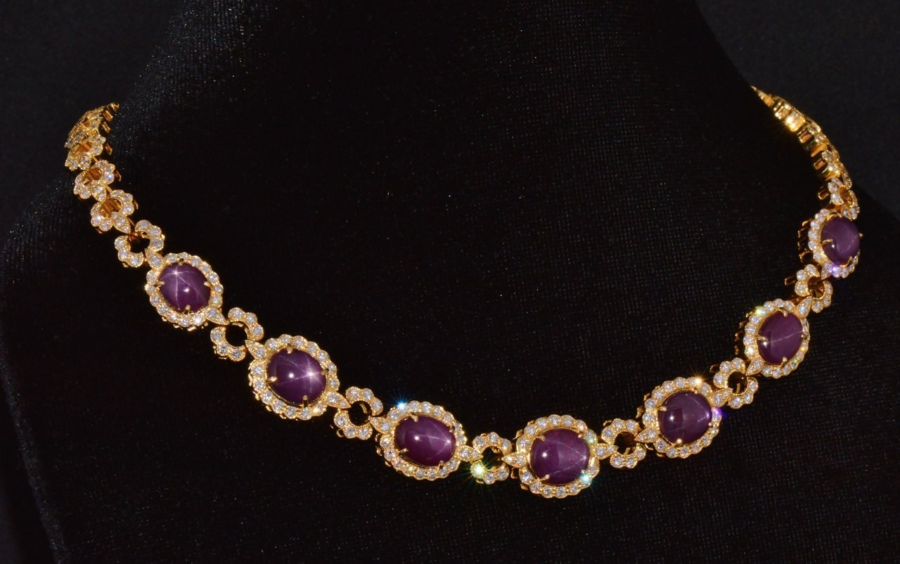 GIA Certified Natural 57.52CTS VS F Diamond Star Ruby 18K Solid Gold Necklace