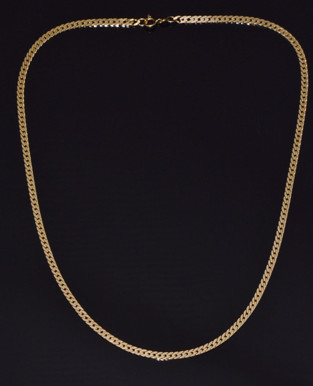 Italian 14K Solid Yellow Gold Faceted Flat Curb Chain Necklace