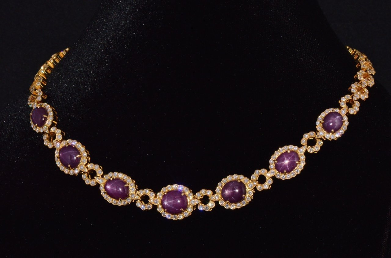 GIA Certified Natural 57.52CTS VS F Diamond Star Ruby 18K Solid Gold Necklace