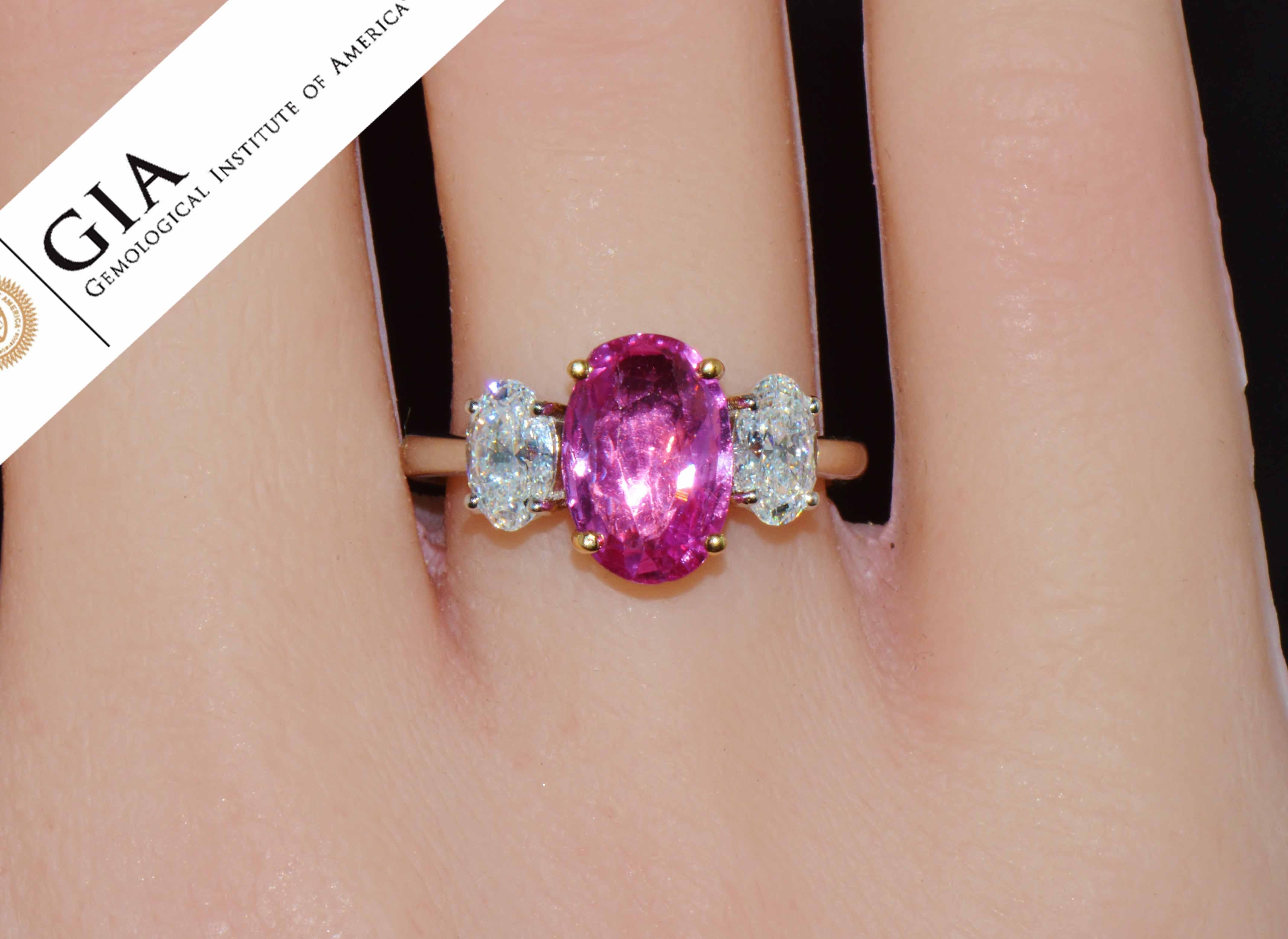 Gia Certified 3.68Ct Madagascar Pink Sapphire E VVS Diamond Solid 950 Platinum 18k Gold Ring