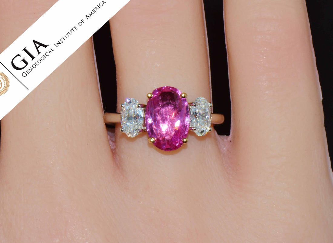 Gia Certified 3.68Ct Madagascar Pink Sapphire E VVS Diamond Solid 950 Platinum 18k Gold Ring