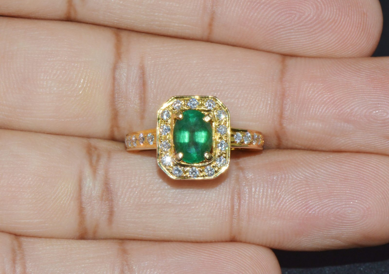 Certified Natural 2.15CTS VS F Diamond Emerald 18K Solid Gold Ring Band