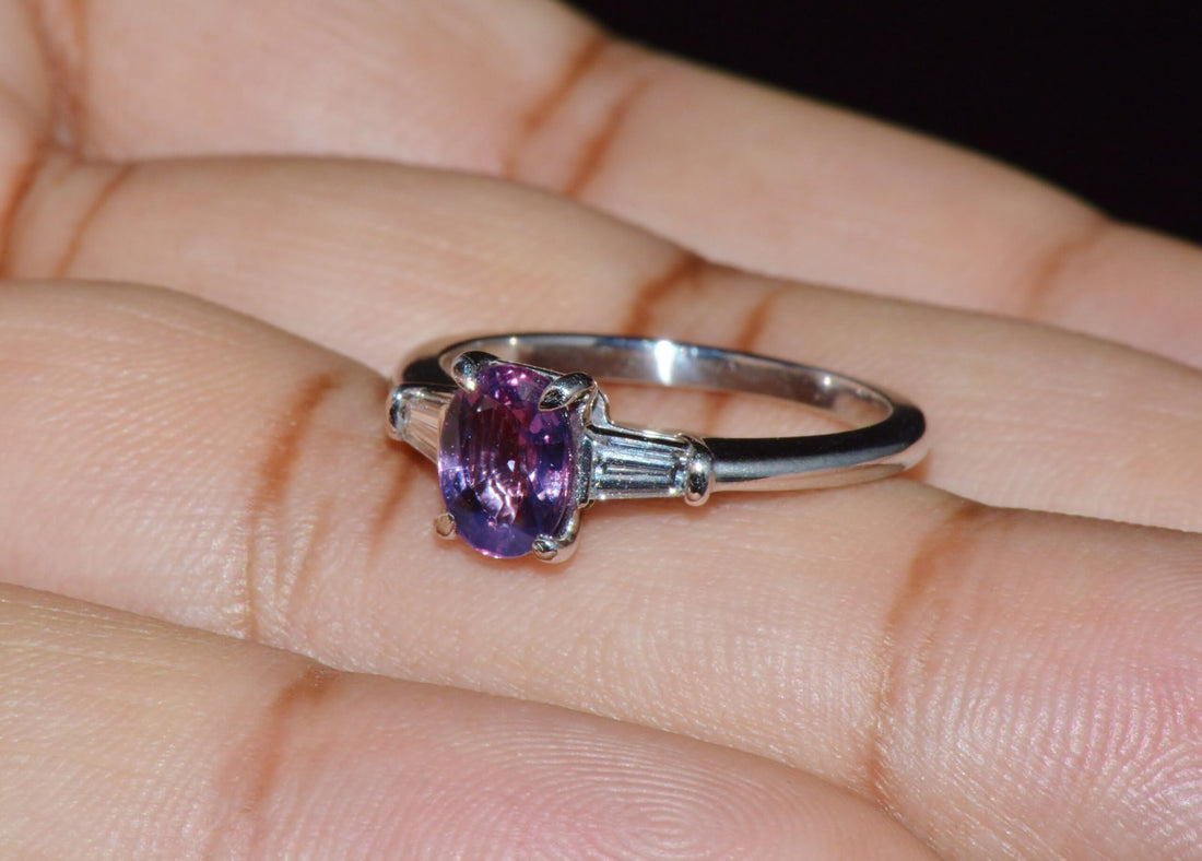 Genuine Tiffany & Co. GIA Certified Natural 1.36Cts VS G Diamond Pink Sapphire Platinum Engagement Ring