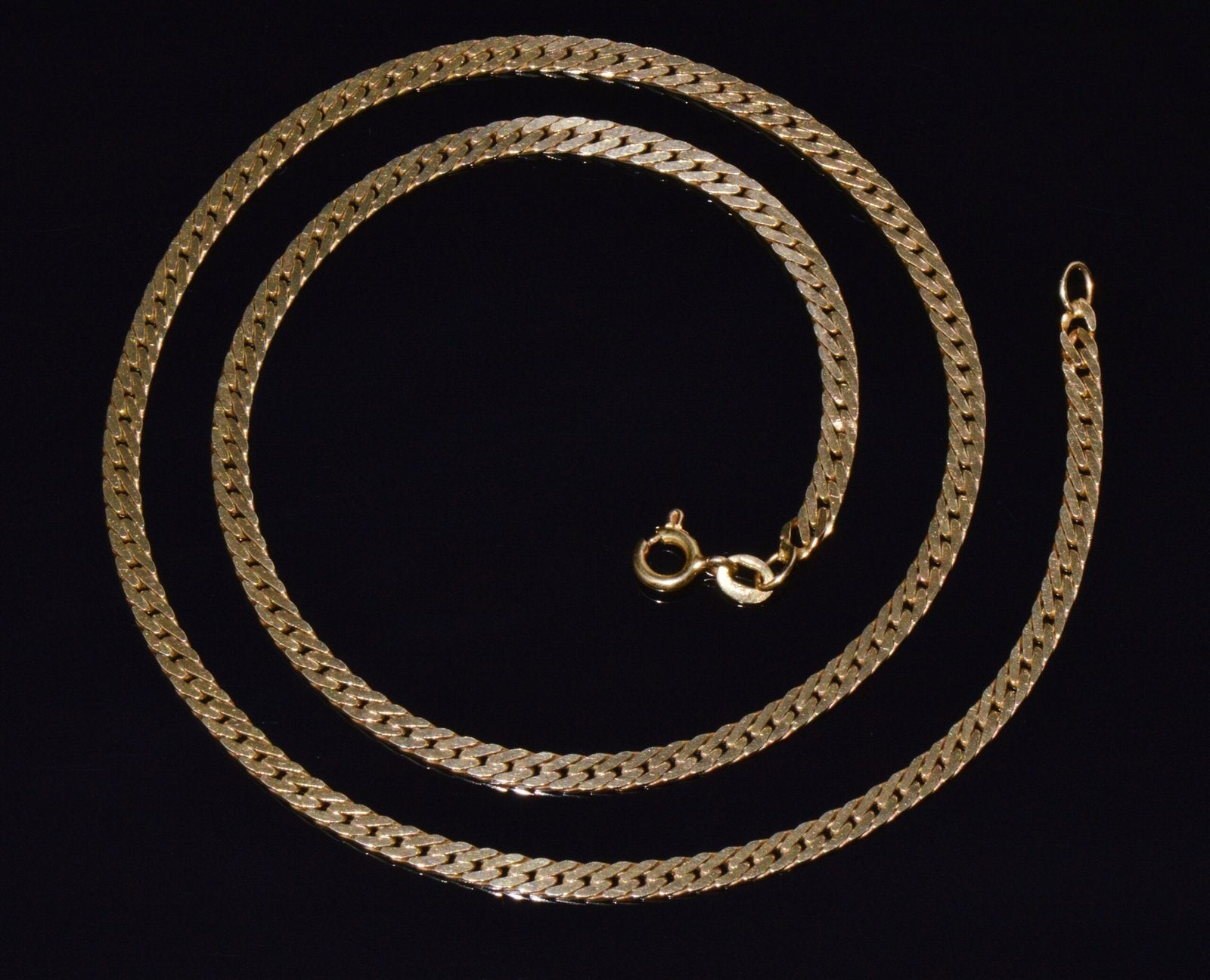 Italian 14K Solid Yellow Gold Faceted Flat Curb Chain Necklace