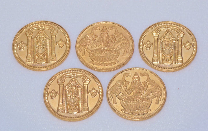 Asian Indian 916 22K Solid Gold Laxmi Balaji Reversible Coin Token Gift