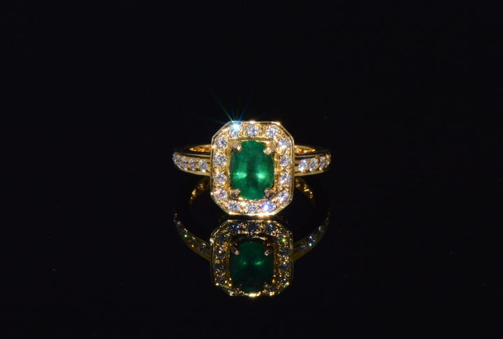 Certified Natural 2.15CTS VS F Diamond Emerald 18K Solid Gold Ring Band