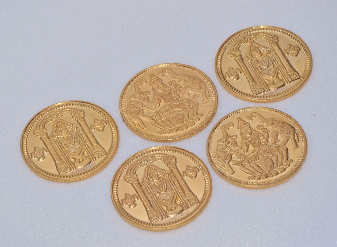 Asian Indian 916 22K Solid Gold Laxmi Balaji Reversible Coin Token Gift