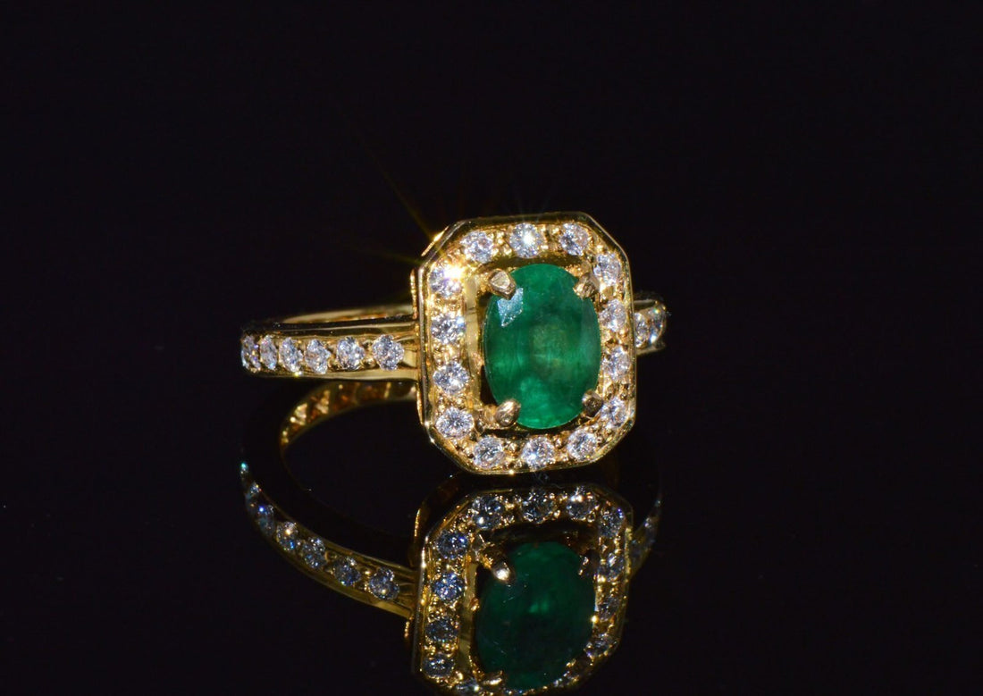 Certified Natural 2.15CTS VS F Diamond Emerald 18K Solid Gold Ring Band