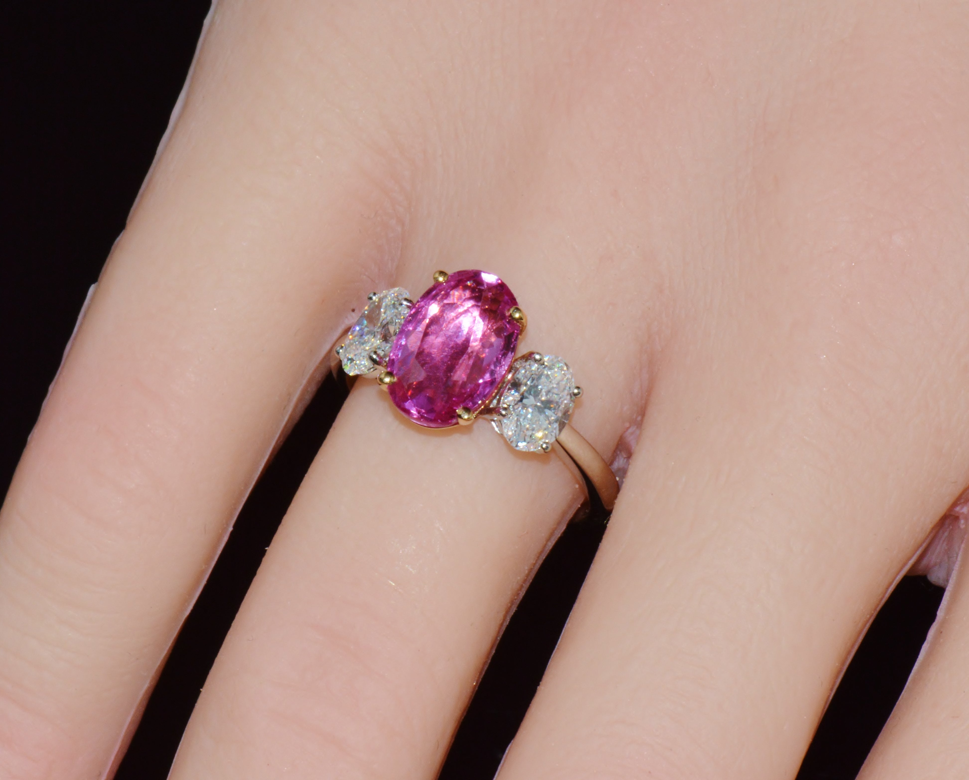 Gia Certified 3.68Ct Madagascar Pink Sapphire E VVS Diamond Solid 950 Platinum 18k Gold Ring