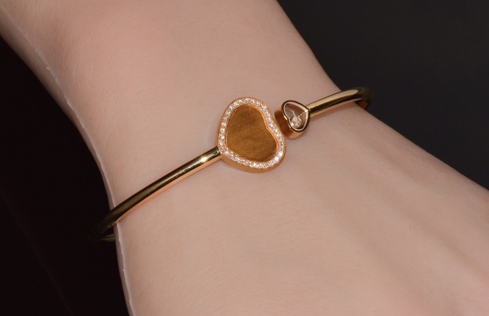 Authentic Chopard Happy Hearts James Bond 007 Limited Edition 18k Rose Gold Diamond Bangle Bracelet