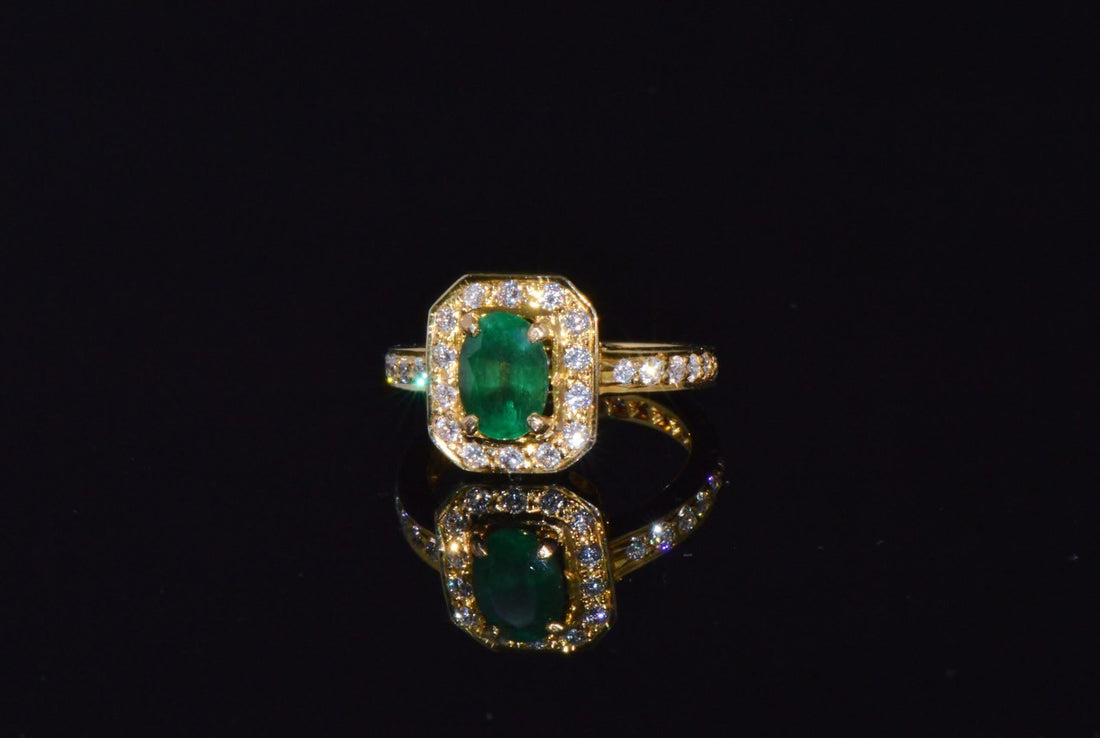 Certified Natural 2.15CTS VS F Diamond Emerald 18K Solid Gold Ring Band
