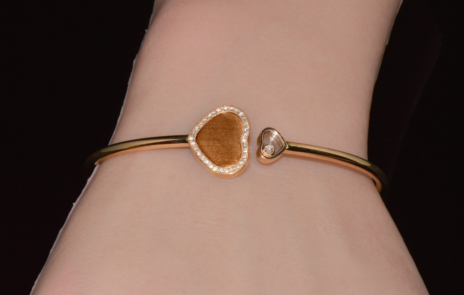 Authentic Chopard Happy Hearts James Bond 007 Limited Edition 18k Rose Gold Diamond Bangle Bracelet