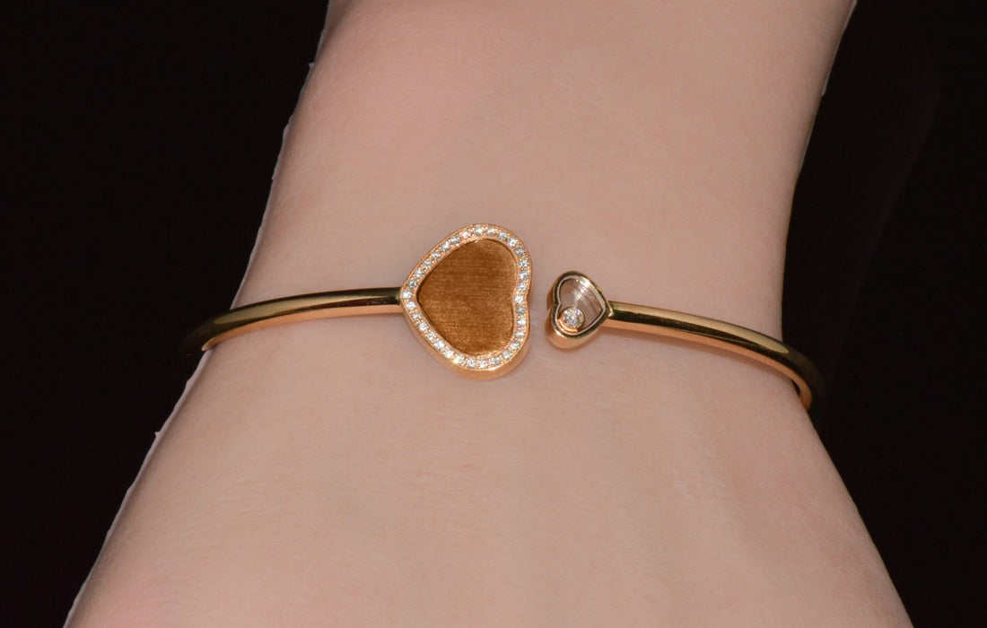 Authentic Chopard Happy Hearts James Bond 007 Limited Edition 18k Rose Gold Diamond Bangle Bracelet