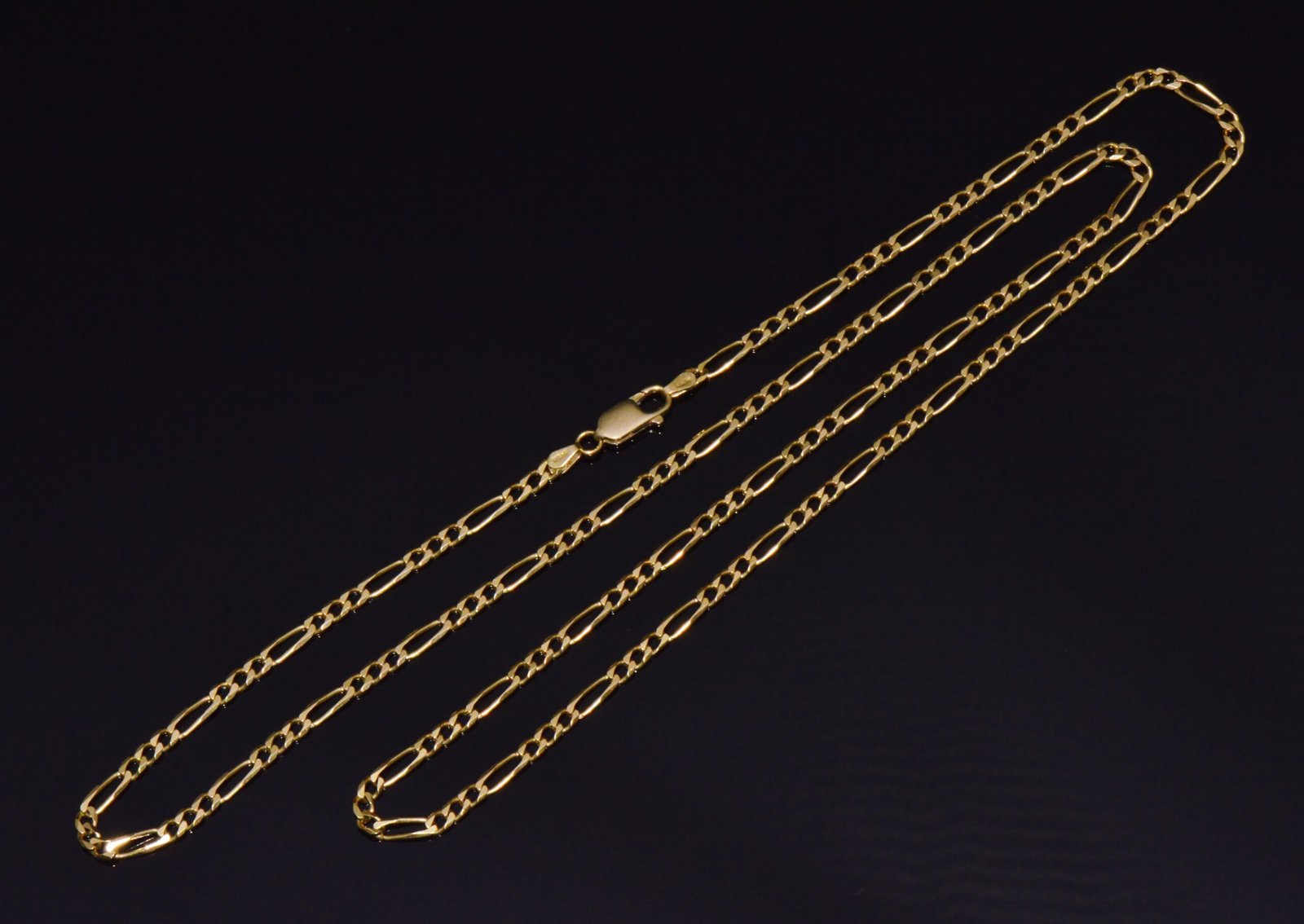 Italian Solid 18K Yellow Gold 30-Inch Figaro Chain Necklace by Olimpia Catene