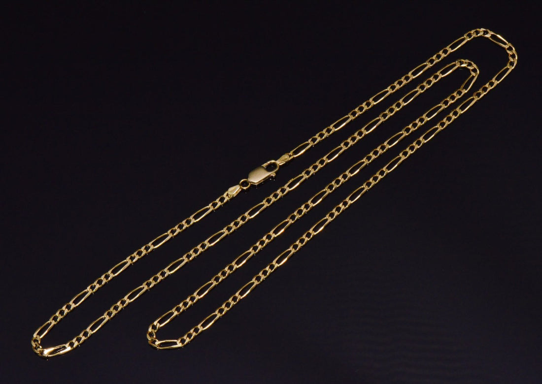 Italian Solid 18K Yellow Gold 30-Inch Figaro Chain Necklace by Olimpia Catene